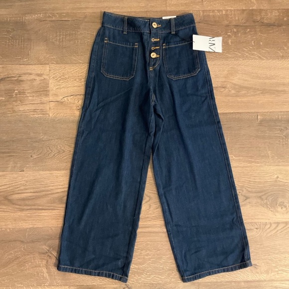 Zara culotte dark wash Jeans, 2, NWT! - Picture 2 of 7